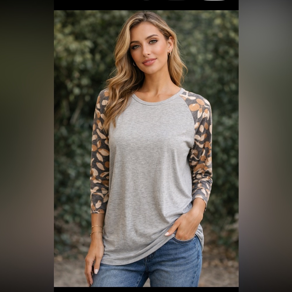 #204 Quarter Sleeve Gray Tee